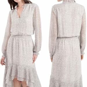 1.State "Serene" Animal Print Long Sleeve High/Low Dress, Size Small